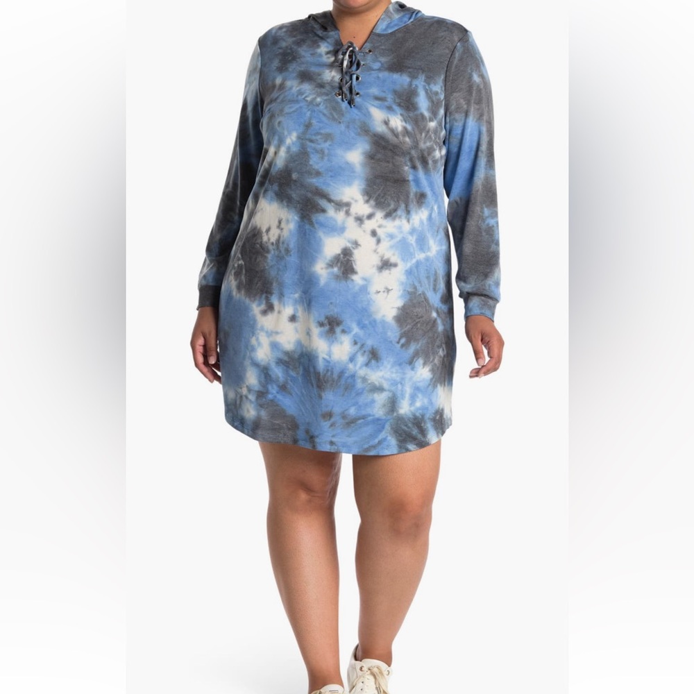 Lace Up Hoodie Sweater Dress